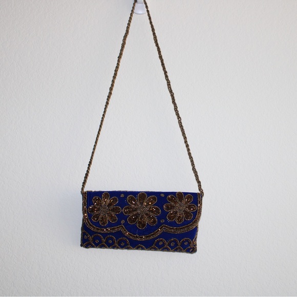 Crossbody blue and golden embroidery bag - Picture 5 of 7